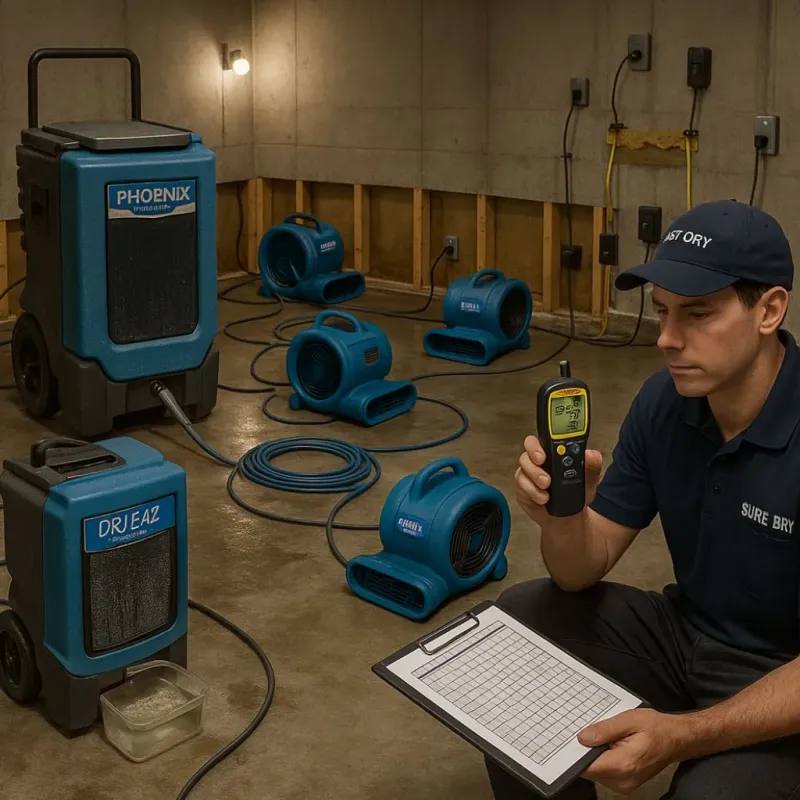 Structural Drying and Dehumidification process in Moorpark, CA